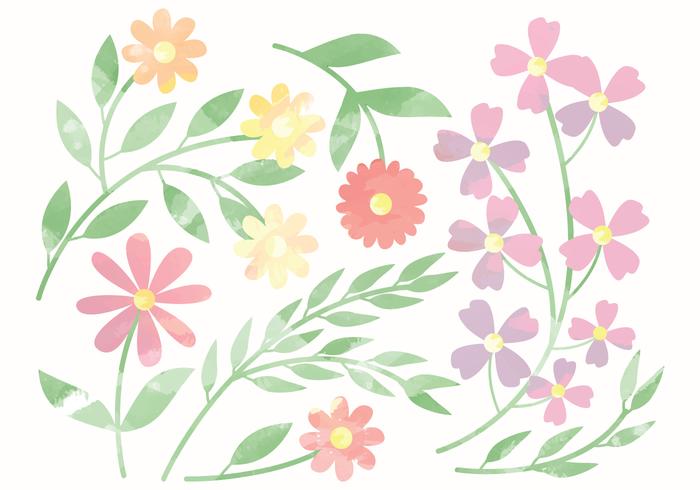 700x490 Vector Cute Watercolor Flower Elements