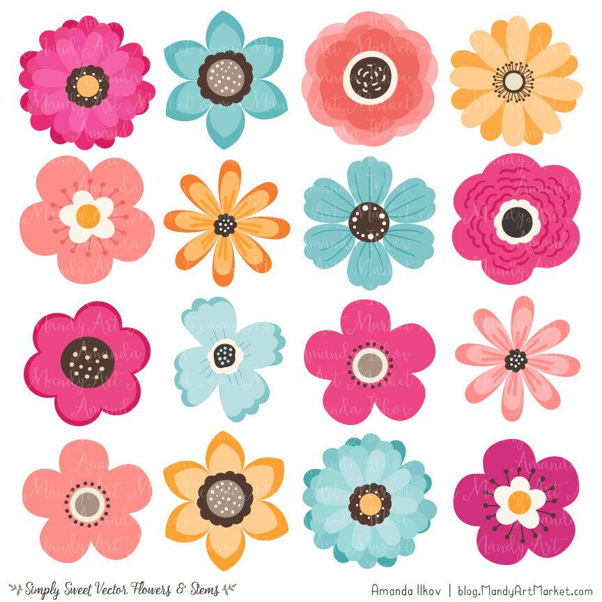 864x864 Cute Flowers Clipart In Bohemian