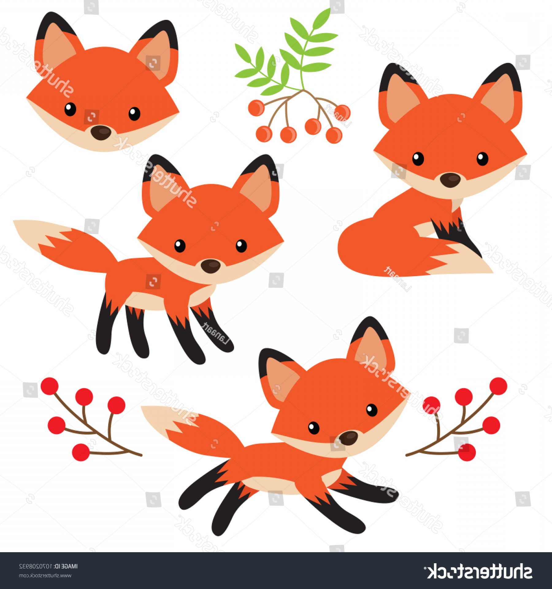 1800x1920 Cute Fox Vector Cartoon Illustration Cqrecords