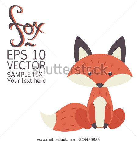 450x470 Cute Cartoon Fox Vector Illustration