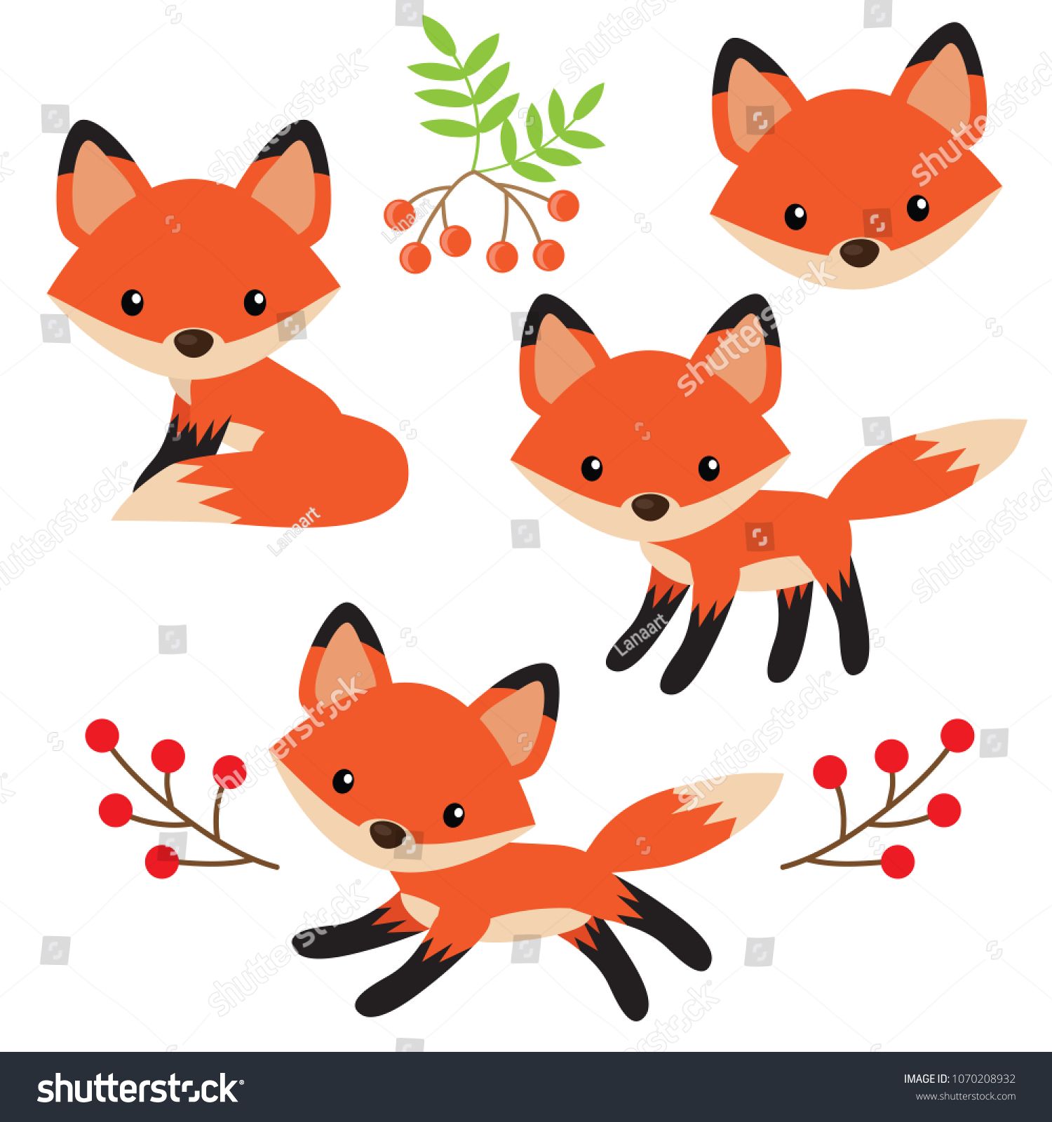 1500x1600 Cute Fox Vector Cartoon Illustrationfox Cute Vector Illustration