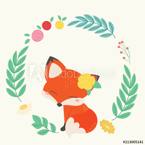 500x500 Cute Fox Vector Illustration Hand Drawn Art