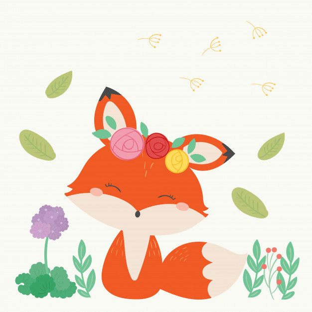 626x626 Cute Fox Vector Illustration Hand Drawn Art Vector Premium