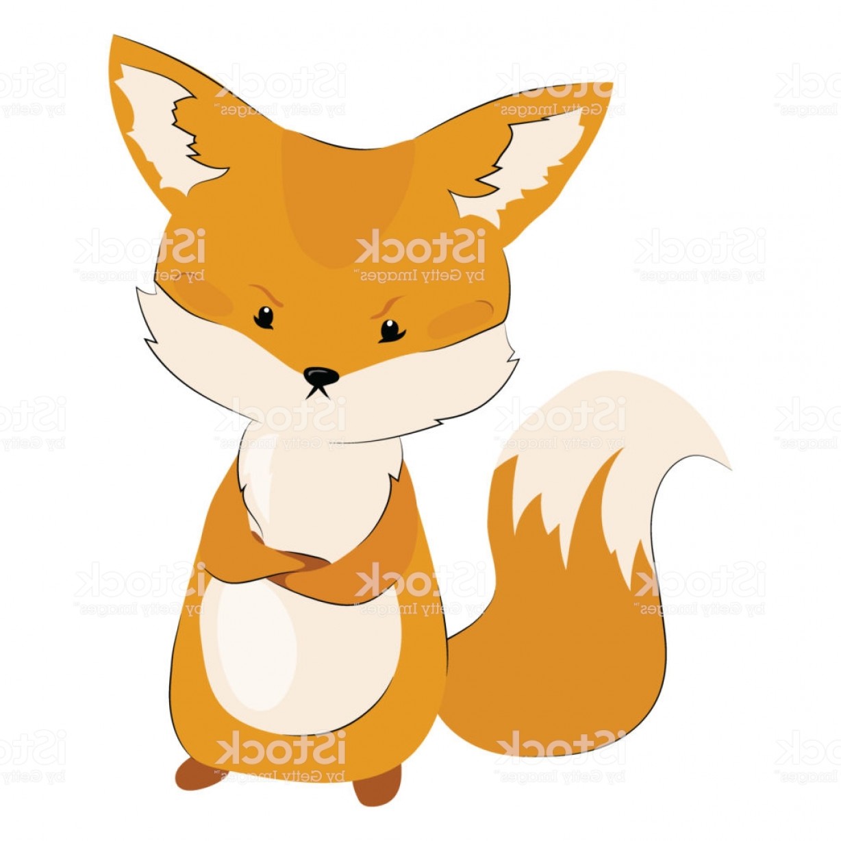 1228x1228 Cartoon Angry Fox Stylized Cute Fox Vector Illustration