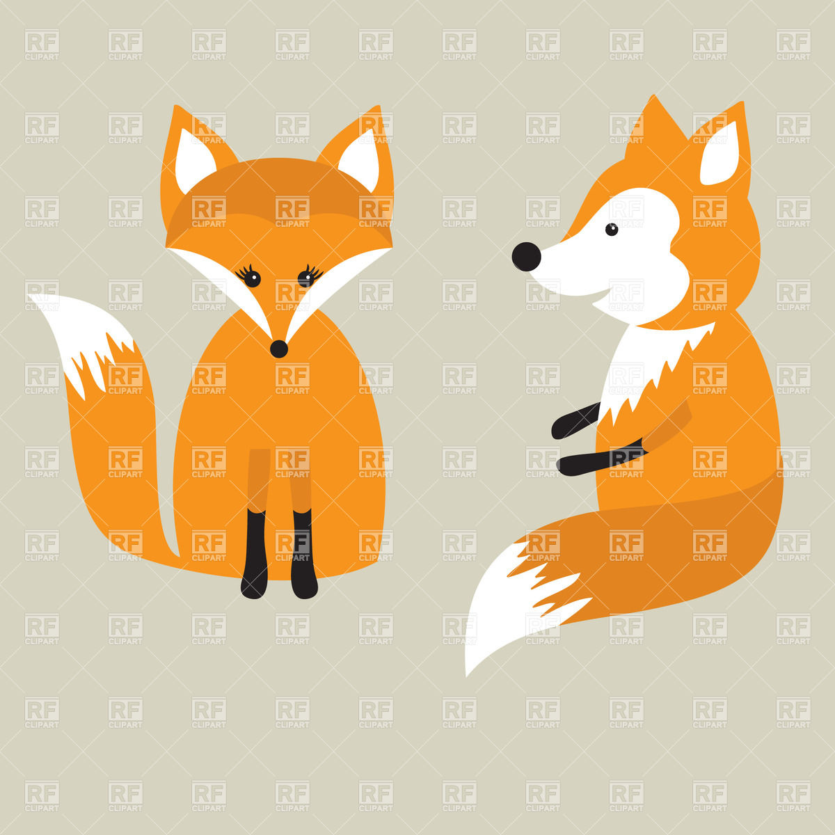 1200x1200 Vintage Card Vith Cute Cartoon Foxes Vector Image Of Backgrounds