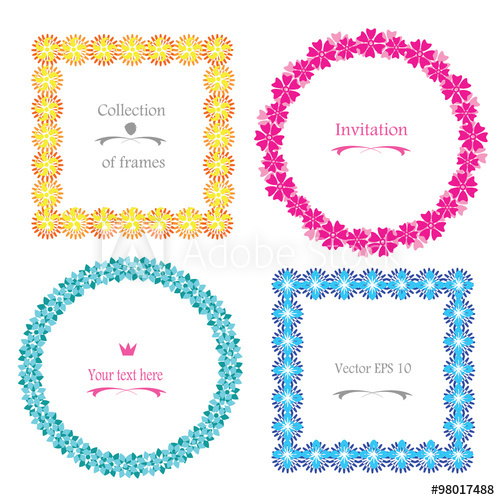 Cute Floral Frame Vector Set 500x500 Cute Floral Frame Vector Set