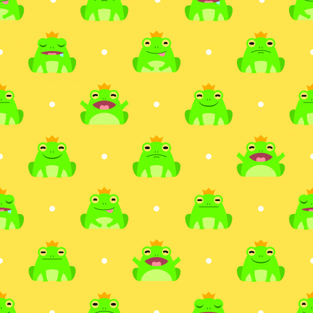 626x626 Seamless Cute Frog Vector Pattern Background Vector Premium Download