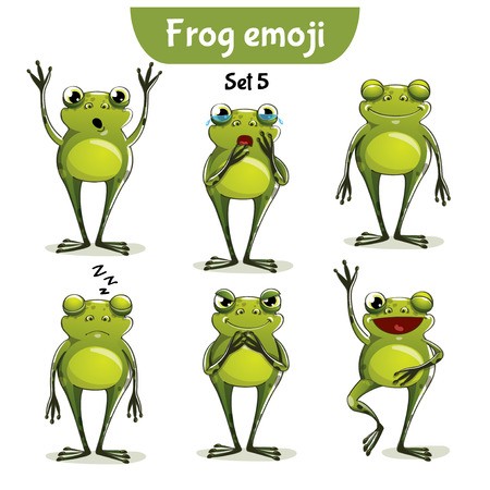 450x450 Vector Set Of Cute Frog Characters Set Royalty Free Vector
