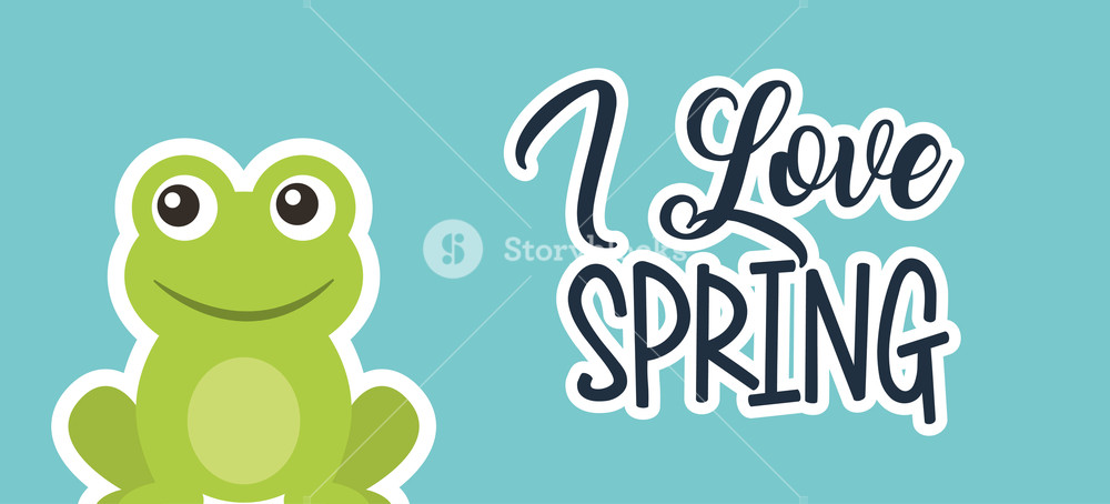 1000x454 Love Spring Cute Frog Animal Cartoon Card Vector Illustration