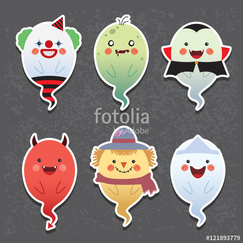 Set Of Collection Of Cute Ghost With Different Cosplay Clown 500x500 Set Of Collection Of Cute Ghost With Different Cosplay Clown