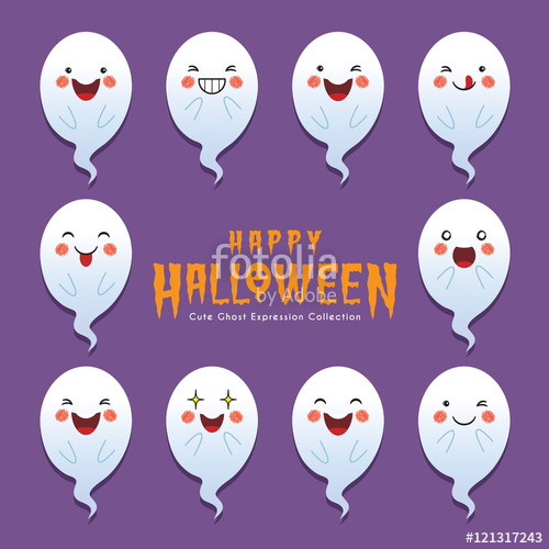 Set Of Collection Of Cute Ghost With Different Face Expression 500x500 Set Of Collection Of Cute Ghost With Different Face Expression