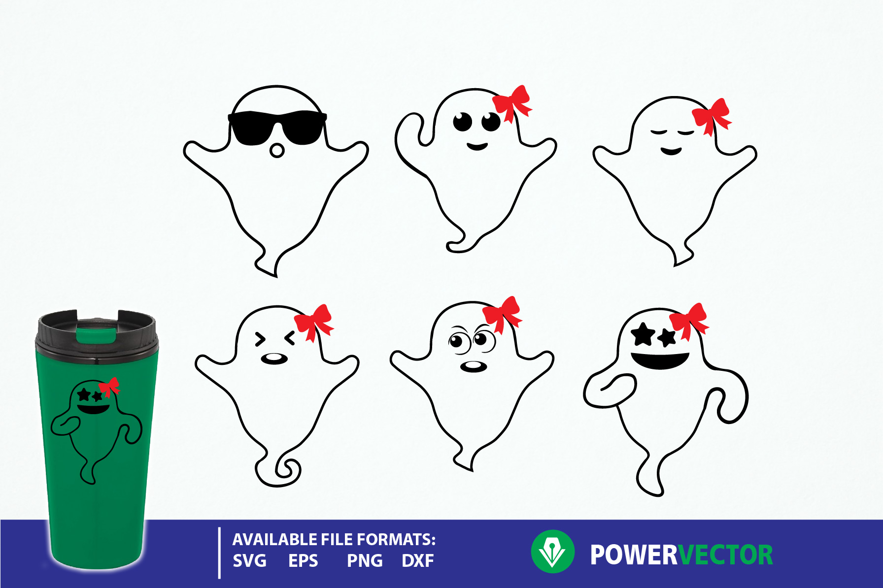 Cute Halloween Ghost Vector Clip Art Set Graphic 1792x1194 Cute Halloween Ghost Vector Clip Art Set Graphic