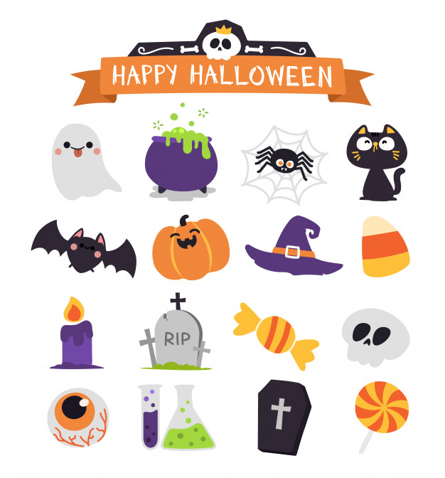 626x672 Cute Halloween Element Set Vector Premium Download