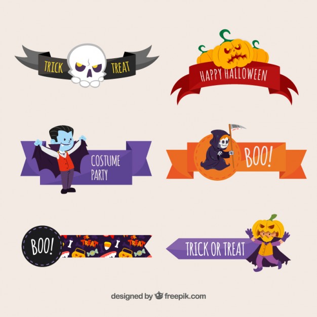 626x626 Cute Halloween Ribbons Vector Premium Download