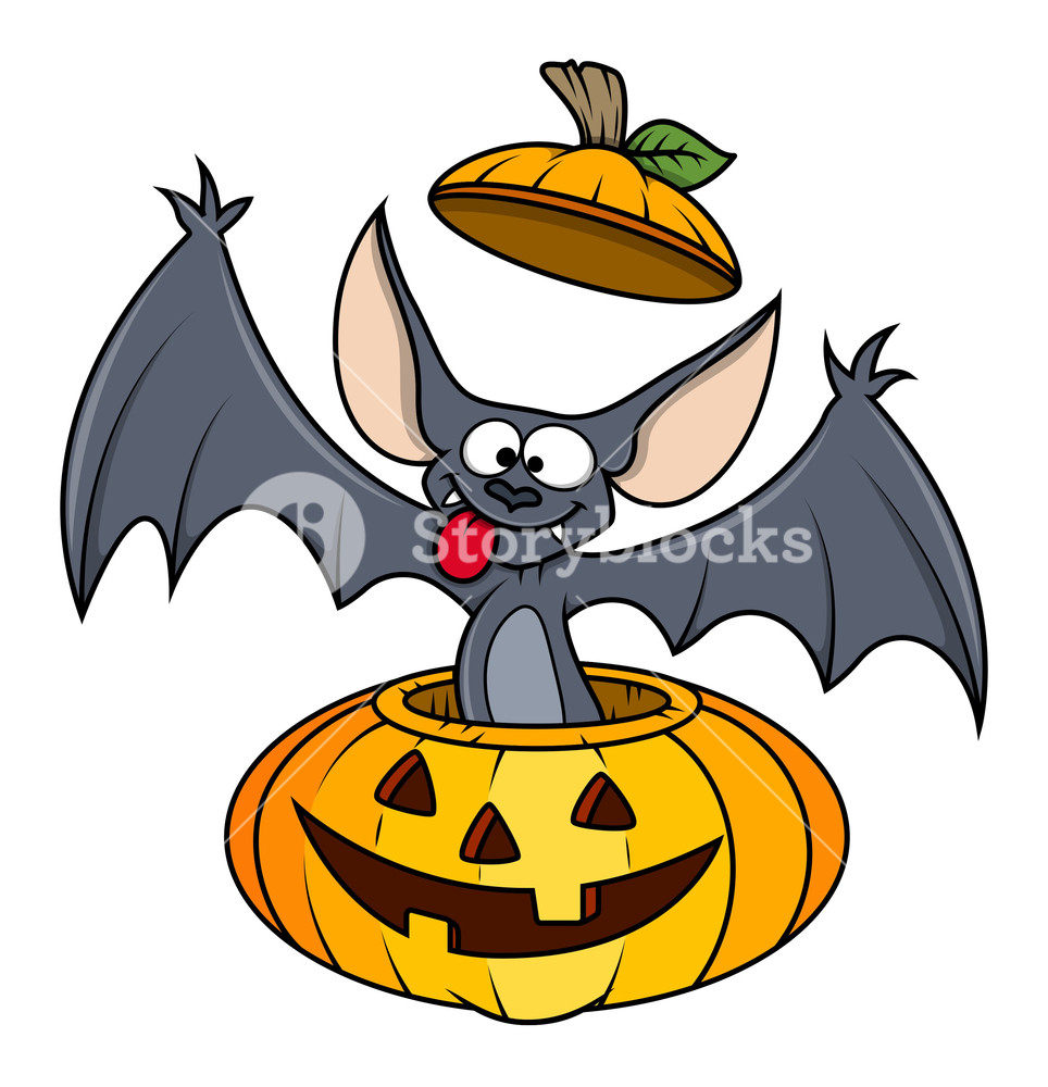 964x1000 Cute Funny Bat In Pumpkin