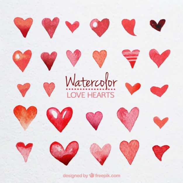 626x626 Cute Watercolor Hearts Vector Premium Download