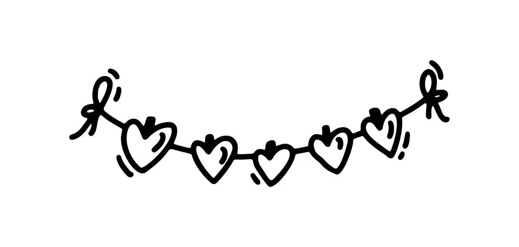 1029x490 Monoline Cute Garaland With Hearts Vector Valentines Day Hand