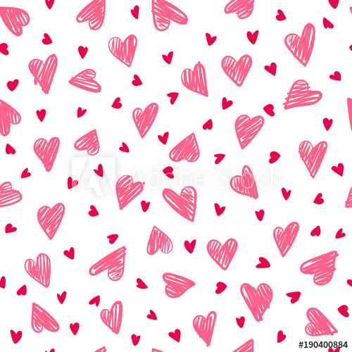 500x500 Seamless Romantic Pattern With Hand Drawing Hearts Vector Cute