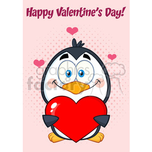 300x300 Cute Penguin Cartoon Character Holding Valentine Love Heart