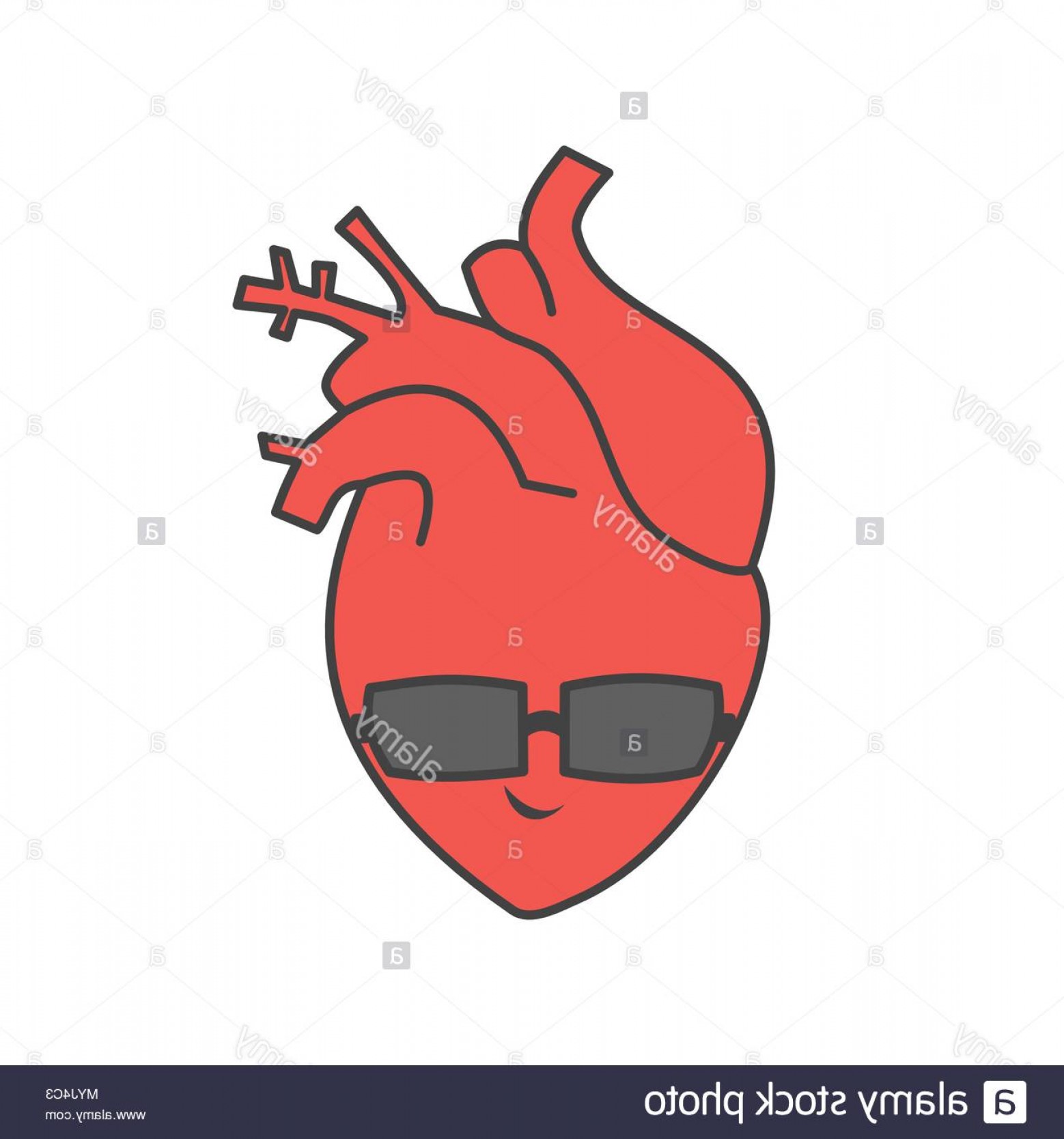 1558x1668 Cute Cartoon Vector Healthy And Cool Human Heart With Sunglasses