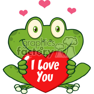300x300 Cute Frog Cartoon Mascot Character Holding A Valentine Love Heart
