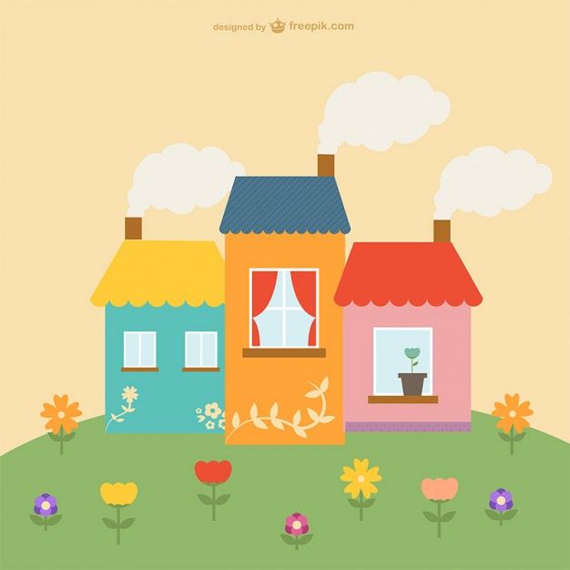 626x626 Cute Houses And Flowers Free Vector Free Vectors House Vector