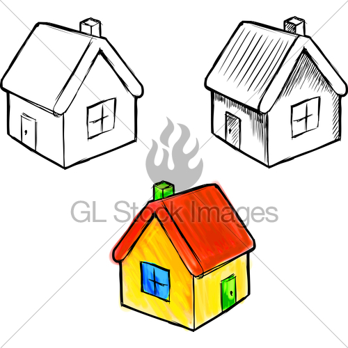 500x500 Cute Little House Vector Sketch Illustration Gl Stock Images