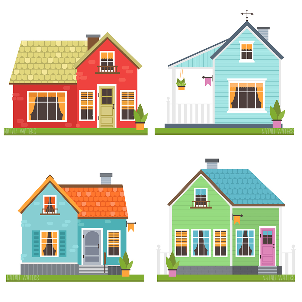 1000x1000 Cute Pastel Houses