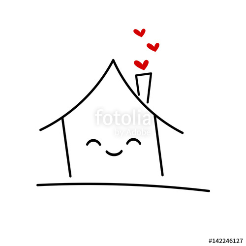 500x500 Cute House Logo Concept Vector Illustration Stock Image