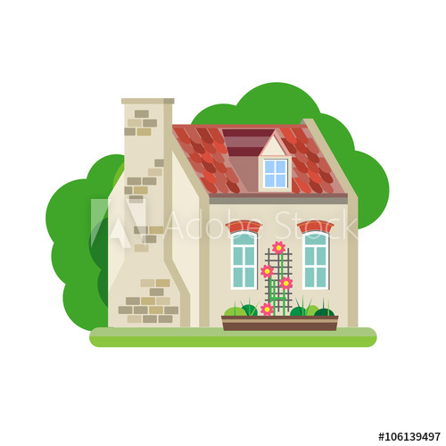 500x500 Vector Illustration Of Cute Colorful House Vector Flat Buildings