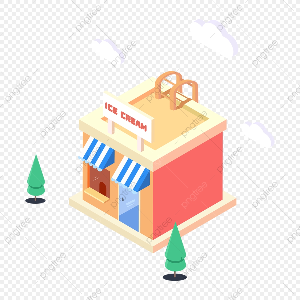 1200x1200 Creative Ice Cream Cute House, Cute, Cartoon, Personality Png