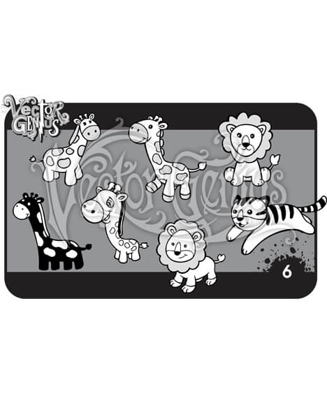 468x580 Adorable Hand Drawn Giraffe, Tiger And Lion Vector Pack