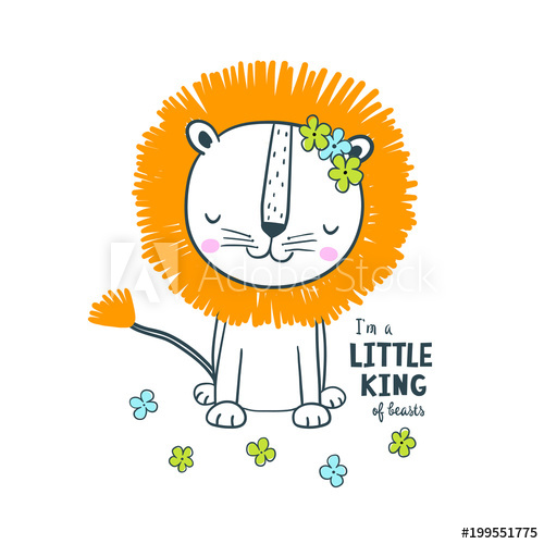 500x500 Cute Lion Vector Illustration For Kids