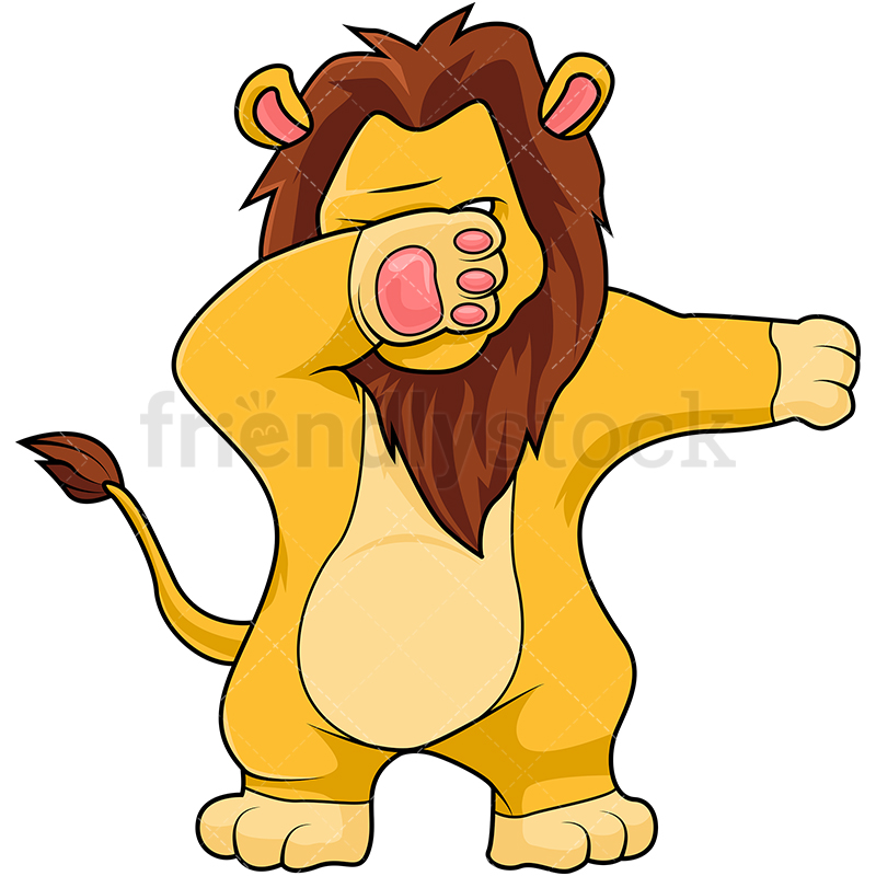 800x800 Dabbing Lion Cartoon Clipart Vector