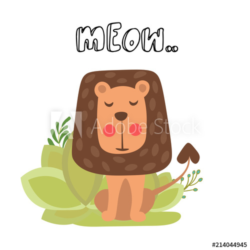 500x500 Little Cute Lion Vector Illustration Cute Lion Sitting In Safari