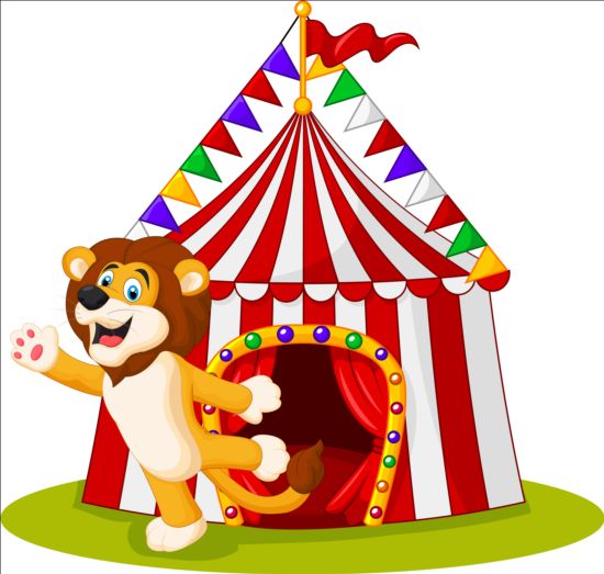 550x523 Circus With Cute Lion Vector Free Download