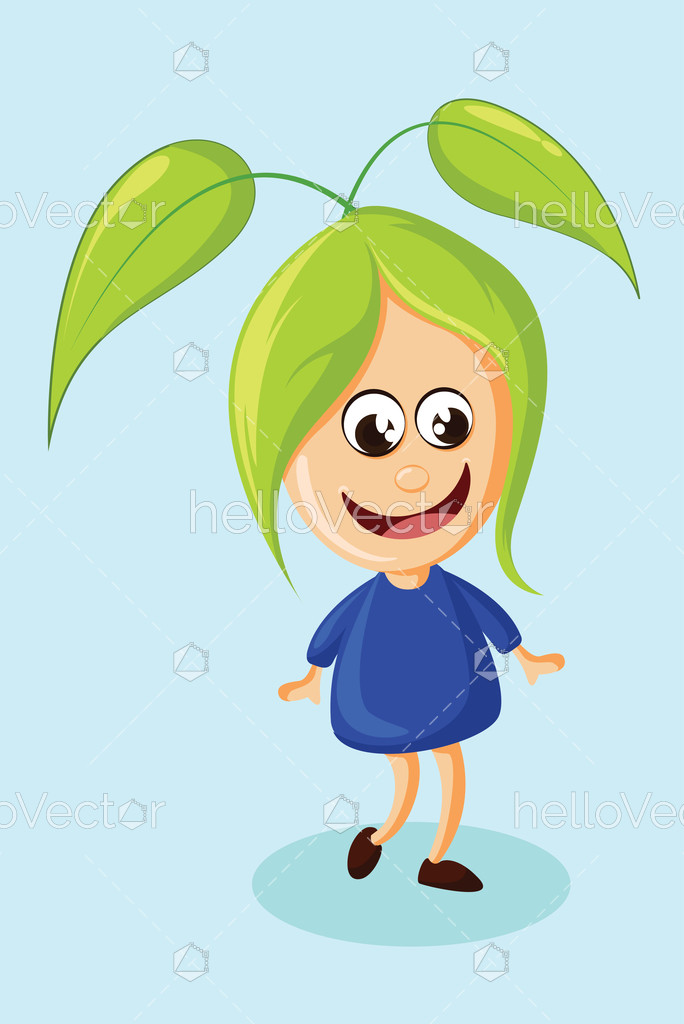 684x1024 Cute Little Girl Cartoon Character, Happy Girl Vector Illustration