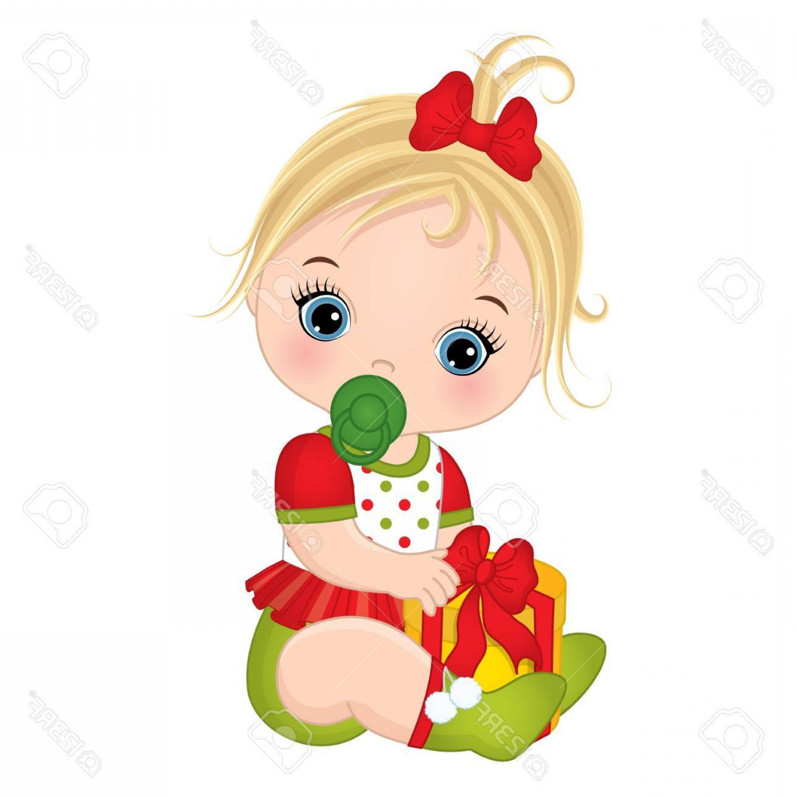 1560x1560 Photostock Vector Vector Cute Little Baby Girl Wearing Christmas