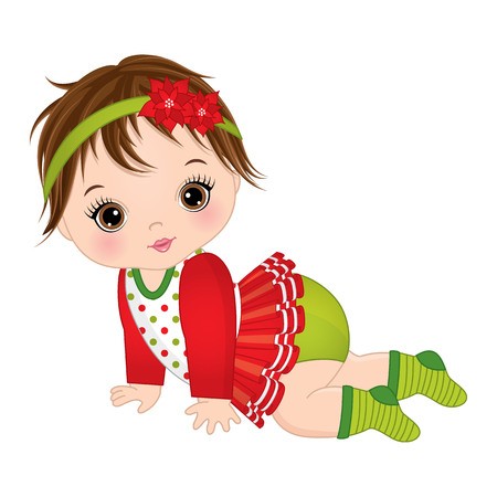 450x450 Vector Cute Little Baby Girl Wearing Christmas Clothes Vector