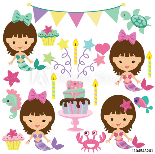 500x498 Cute Mermaid Vector Illustration