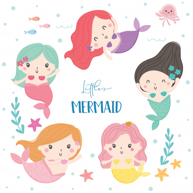 626x626 Cute Mermaid Vector Vector Premium Download