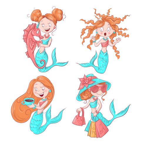 490x490 Vector Illustration Of Cute Mermaid Vector Illustration