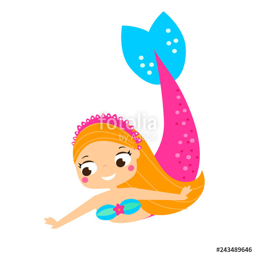 500x500 Cute Mermaid Swimming Stock Image And Royalty Free Vector