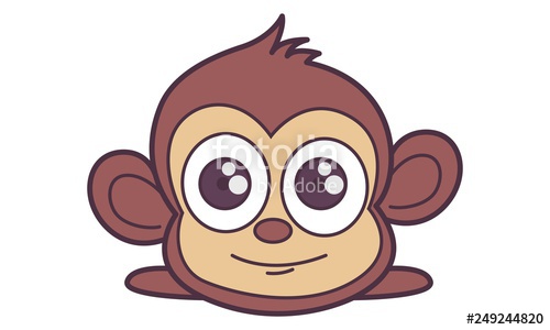 500x300 Cute Monkey Vector Illustration Isolated On White Background