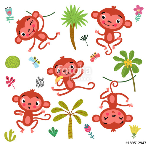 500x494 Cute Monkey Vector Set Stock Image And Royalty Free Vector