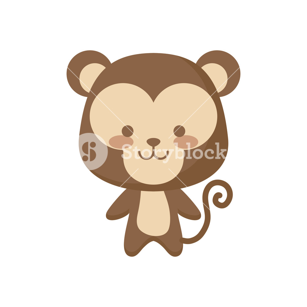 1000x1000 Cute Monkey Animal Character Vector Illustration Design Royalty