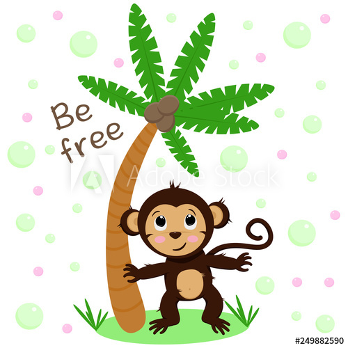 500x500 Poster Be Free Cute Monkey