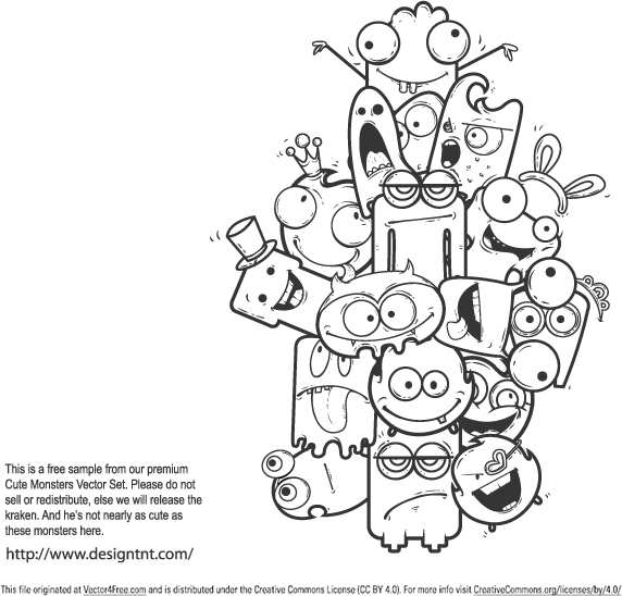 572x548 Cute Monsters Vector Free Vector In Adobe Illustrator