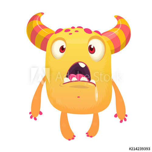 500x500 Scared Cartoon Monster Vector Cute Monster Mascot Illustration