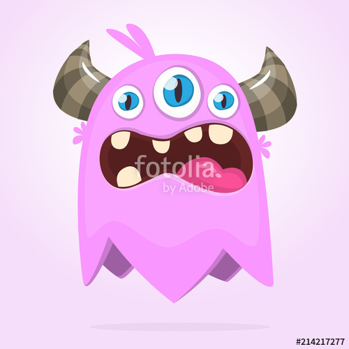 500x500 Scared Cartoon Pink Monster Vector Cute Monster Mascot
